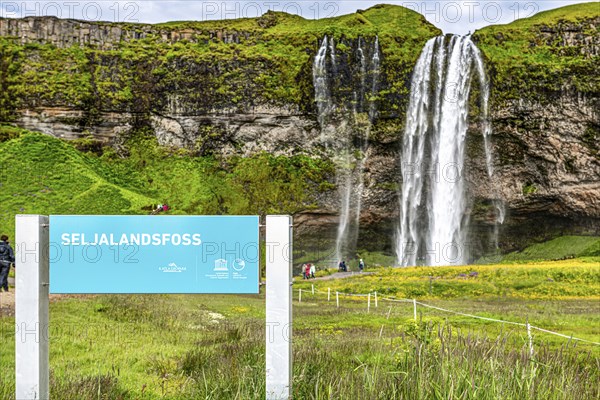 Seljalandsfoss waterfall in south Iceland during a sunset