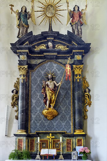 Side altar, Church of St Martin from 1746 in Eisenbach, Kreuzthal, Markt Buchenberg, Allgäu,