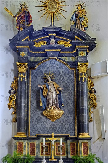 Side altar, Church of St Martin from 1746 in Eisenbach, Kreuzthal, Markt Buchenberg, Allgäu,