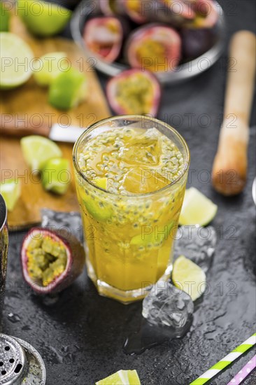 Portion of Jorge Amado Cocktail as detailed close-up shot, selective focus