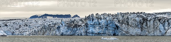 Jokulsarlon Glacier Lagoon in the eastern part of Iceland during a cloudy day