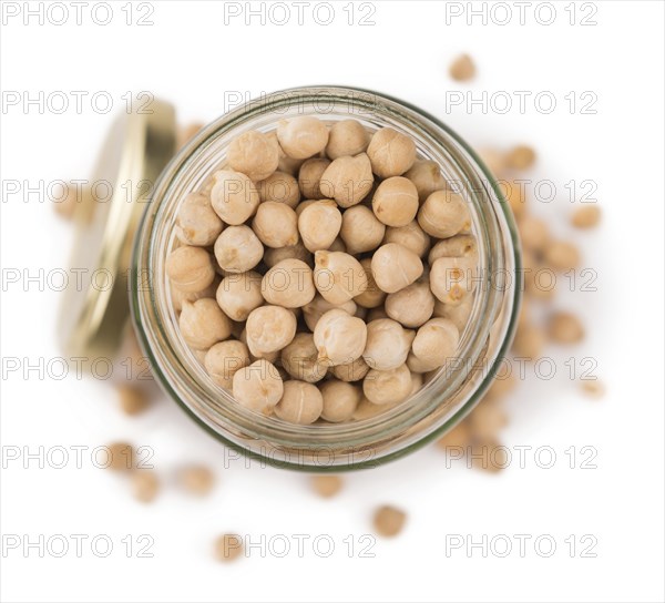 Chickpeas isolated on white background, selective focus, close-up shot