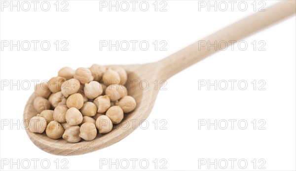 Portion of Chickpeas as detailed close-up shot isolated on white background
