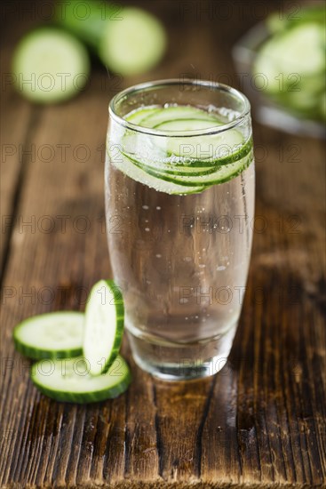 Homemade Cucumber Water on vintage background selective focus, close-up shot