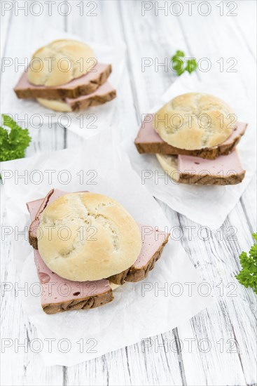 Meat Loaf on rustic wooden background (close-up shot)