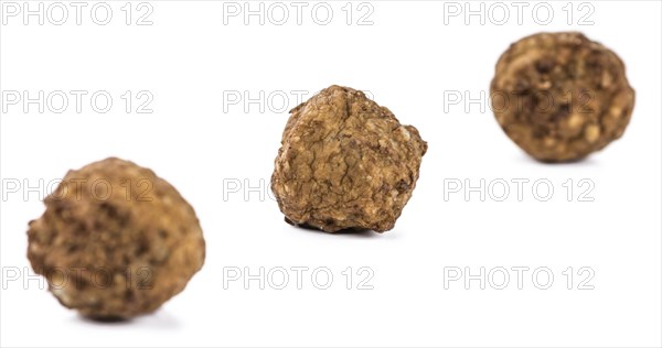 Meatballs as detailed close-up shot isolated on white background (selective focus)