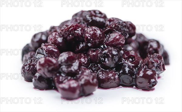 Portion of fresh made Preserved Blueberries isolated on white background