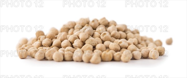 Chickpeas isolated on white background, selective focus, close-up shot