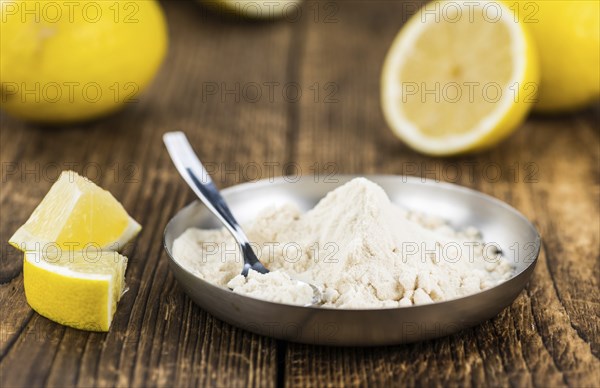 Some healthy Lemon powder (selective focus, close-up shot)