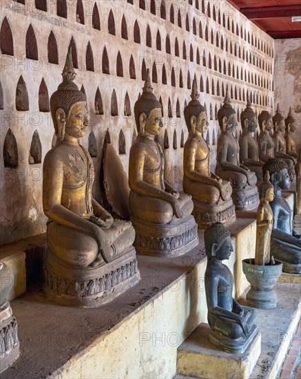 Buddha statues, Wat Si Saket or Sisaket Temple, Vientiane, Laos, Asia