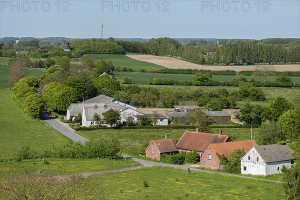 View from Hatbakken Fakkebjerg, Bagenkop, Langeland, Agriculture, Fields, Farms, County of Funen,