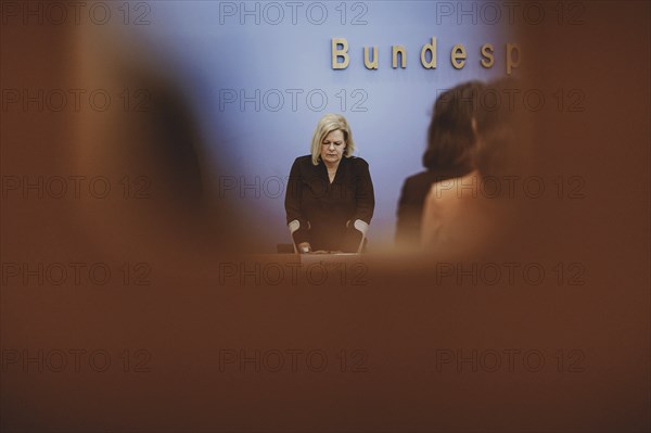 Nancy Faeser (SPD), Federal Minister of the Interior and Home Affairs, during a minute's silence