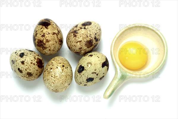 Food, quail eggs, cracked quail egg, Coturnix coturnix