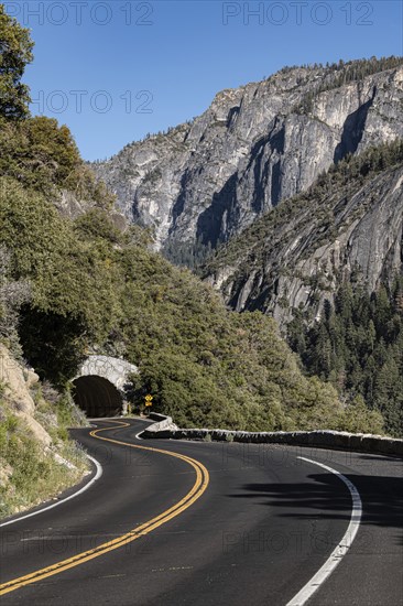 Curvy street in Yosemite National Park, California, USA, North America