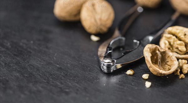 Portion of fresh Walnuts (close-up shot, selective focus)