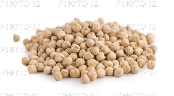 Portion of Chickpeas as detailed close-up shot isolated on white background