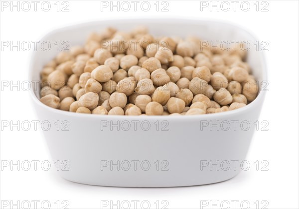 Chickpeas isolated on white background, selective focus, close-up shot