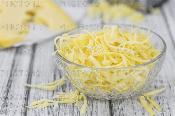Fresh made Grated Cheese as detailed close-up shot