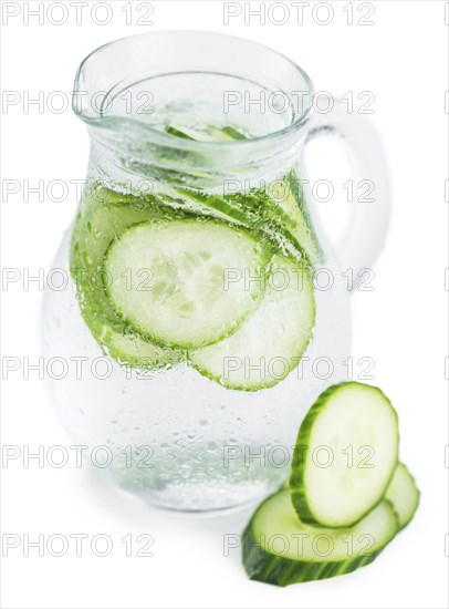 Cucumber Water isolated on white background, selective focus, close-up shot