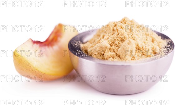 Fresh made Ground Peaches isolated on white background, close-up shot