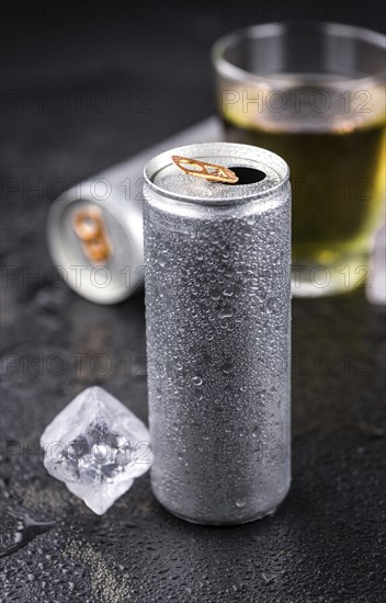Energy Drinks on a vintage background as detailed close-up shot, selective focus