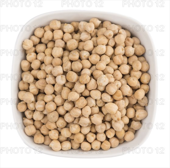 Portion of Chickpeas as detailed close-up shot isolated on white background