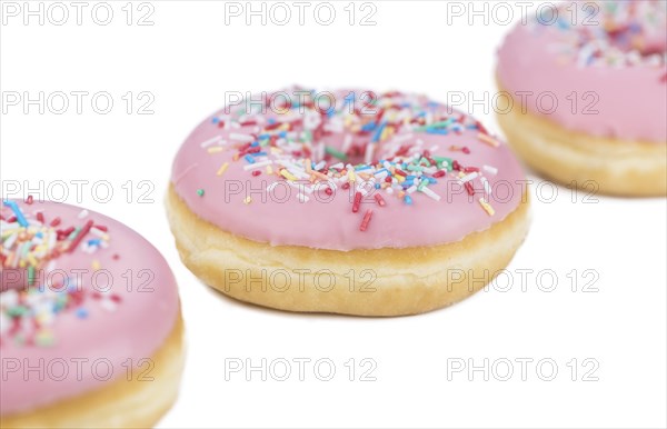 Donuts isolated on white background (selective focus, close-up shot)