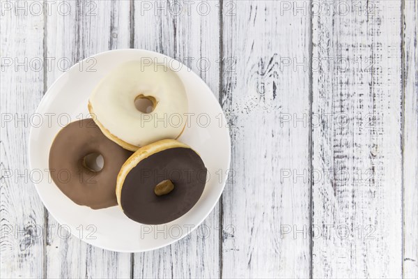 Some fresh made Donuts (view from above, close-up shot)