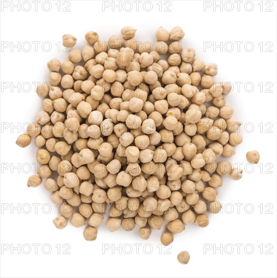 Chickpeas isolated on white background, selective focus, close-up shot