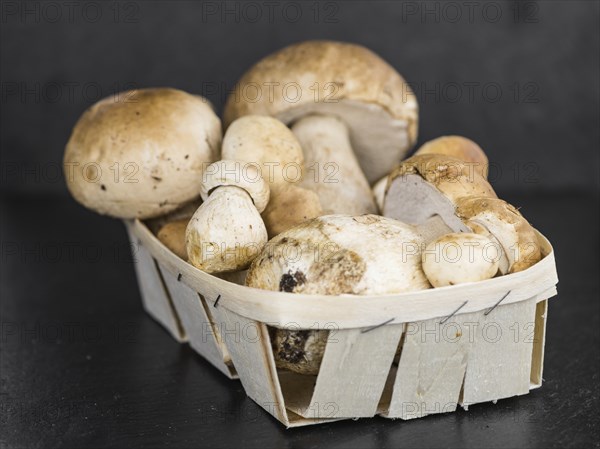 Porcinis on a vintage background (close-up shot, selective focus)