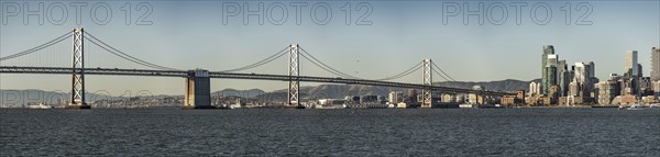 San Francisco Skyline and Oakland Bay Bridge view from Treasure Island