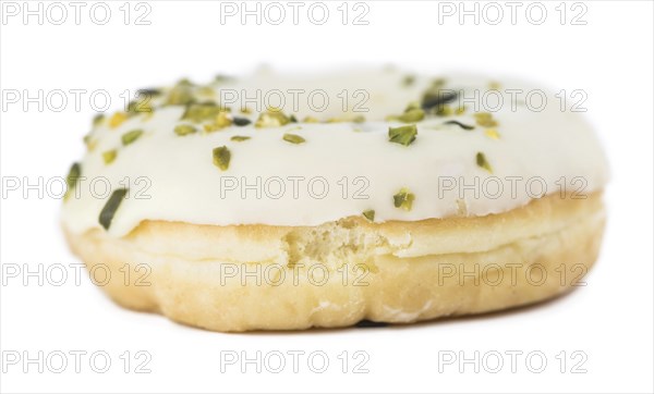 Fresh made Donuts isolated on white background (selective focus)