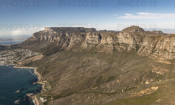 Twelve Apostles at Cape Town South Africa, aerial view, shot from a helicopter