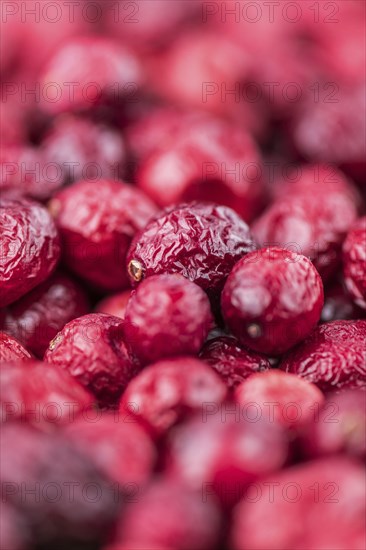 Some Dried Cranberries (close-up shot, selective focus)