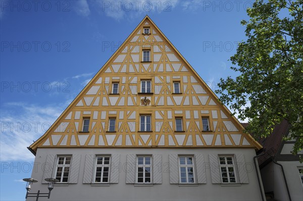 Historic half-timbered gable of a residential building, Schwabach, Middle Franconia, Bavaria,