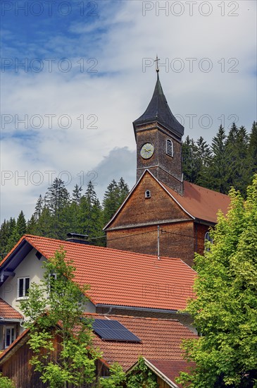 Church of St Martin from 1746 with wooden shingle facades in Eisenbach, Kreuzthal, Markt