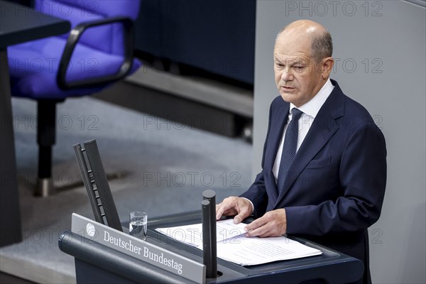 Federal Chancellor Olaf Scholz makes a government declaration in the German Bundestag, Berlin,
