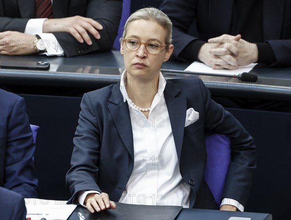 Alice Weidel, leader of the AfD parliamentary group during a session of the Bundestag, Berlin,