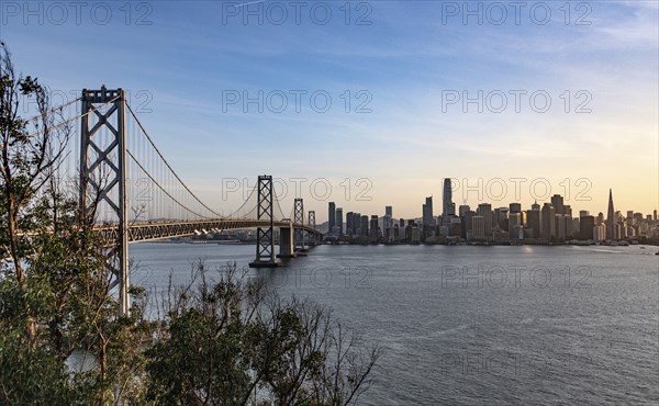 San Francisco and the Oakland Bay Bridge. View from Treasure Island
