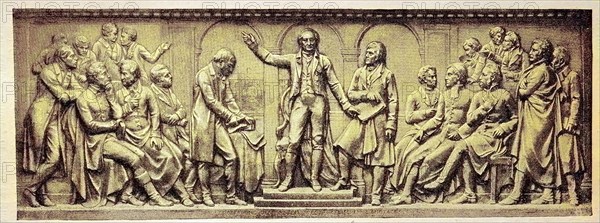 Opening of the first Westphalian state parliament, relief by Hugo Hagen on the Heinrich Friedrich