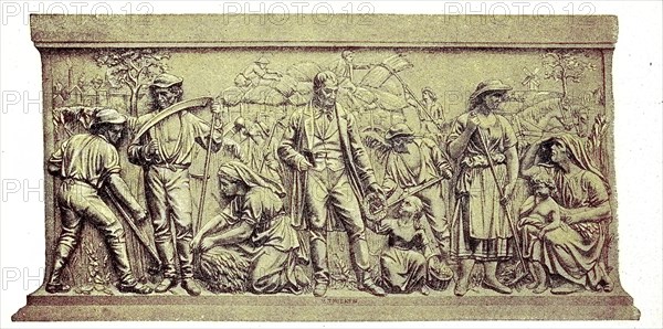 The archaeological relief on Thaers' monument in Berlin shows that the harvest work was the last
