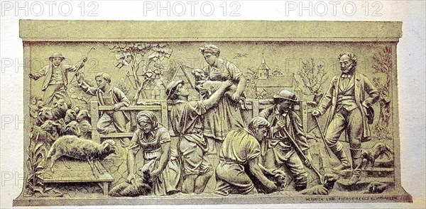 The archaeological relief for Christian Daniel Rauch's monument to Thaers in Berlin shows the