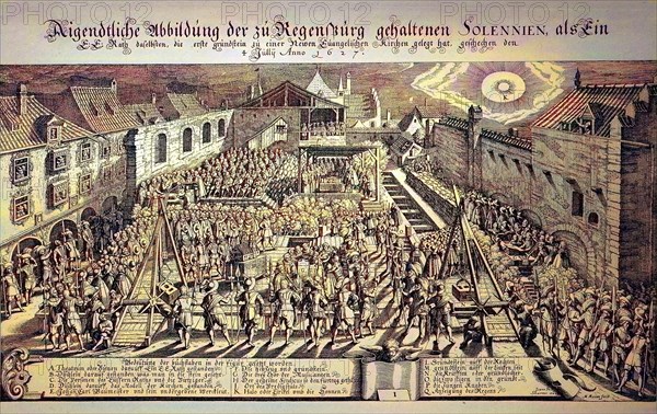 Laying of the foundation stone for a new Protestant church in Regensburg, celebration for the