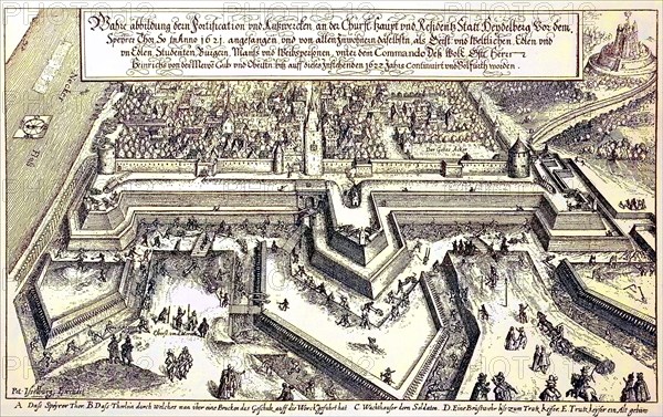 The people of Heidelberg fortify the Speyer Tor against the advancing Spaniards during the Thirty