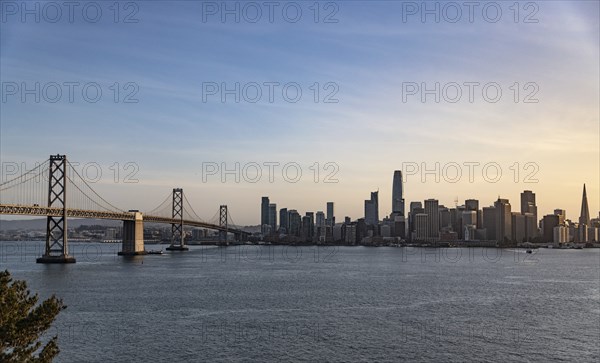 San Francisco and the Oakland Bay Bridge. View from Treasure Island