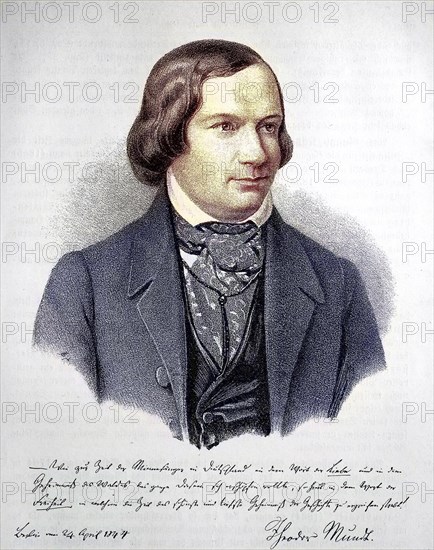 Theodor Mundt, 19 September 1808, 30 November 1861, was a German writer, digital reproduction of an