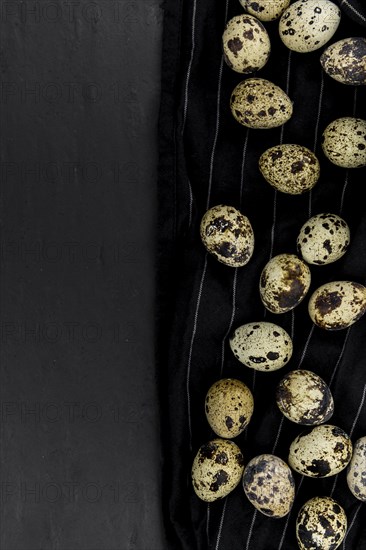 Portion of Quail Eggs as detailed close-up shot, selective focus