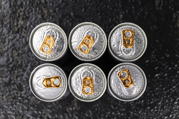 Energy Drinks on a vintage slate slab as detailed close-up shot, selective focus