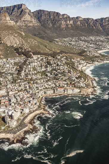 Twelve Apostles and Sea Point (Cape Town, South Africa), view from helicopter