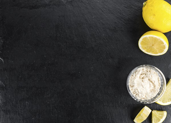 Portion of healthy Lemon powder (selective focus, close-up shot)